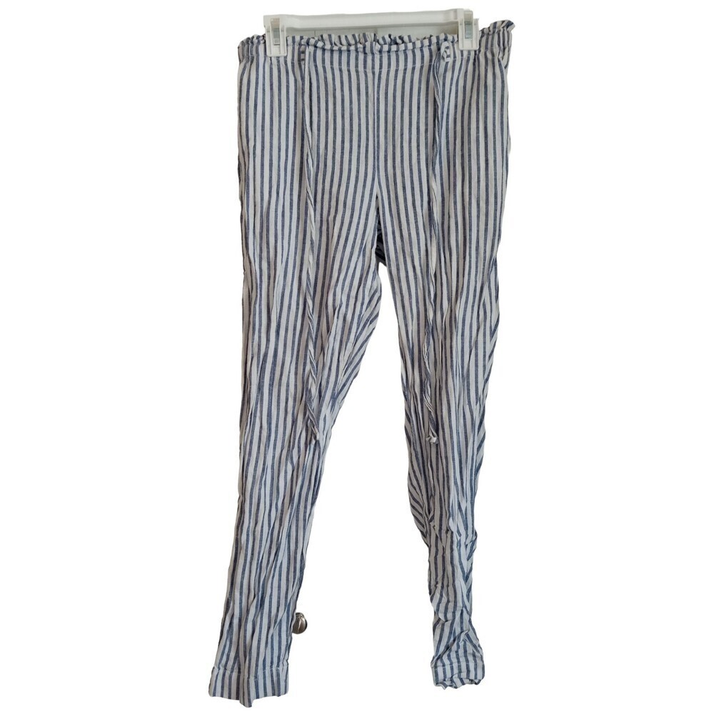 BeachLunchLounge blue and white stripe linen blend pants